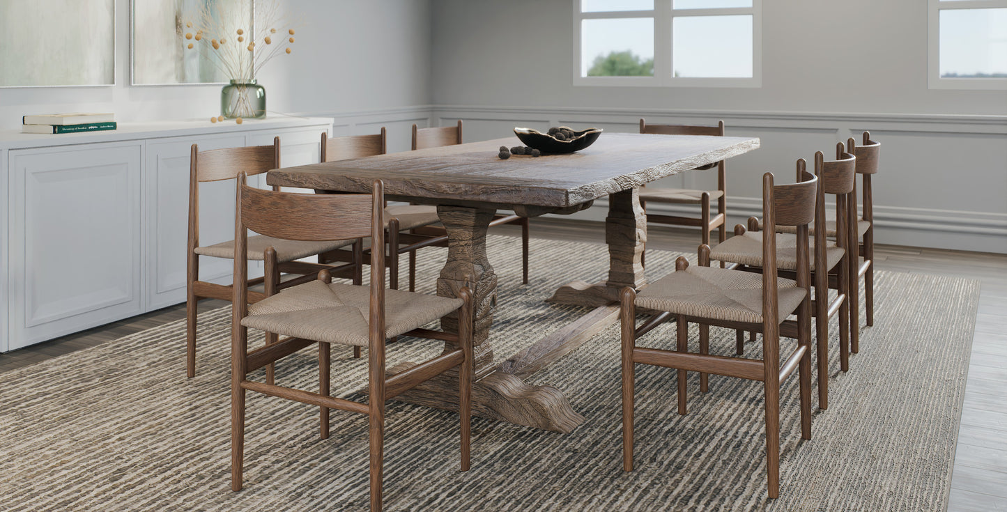 84x40" Simeon Teak Dining Table, Brushed-Textured Cocoa Finish