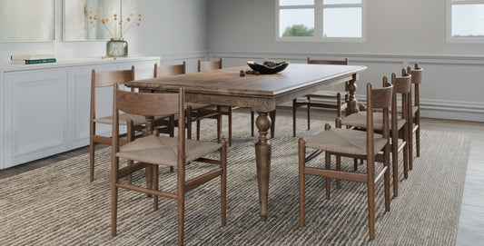 72x38" Rocheport Oak Dining Table, Brushed-Textured Cocoa Finish.