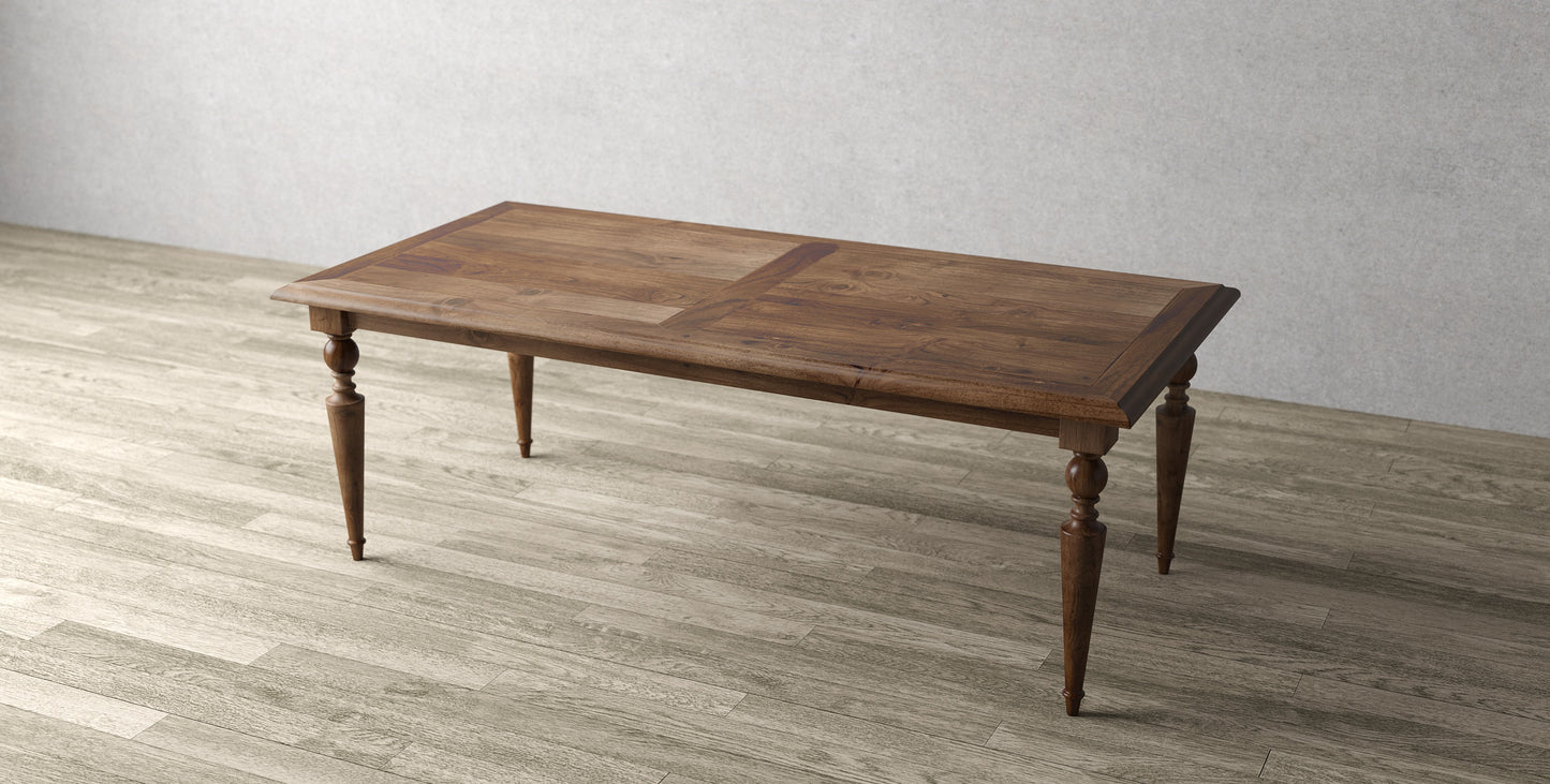 72x38" Rocheport Oak Dining Table, Brushed-Textured Cocoa Finish.