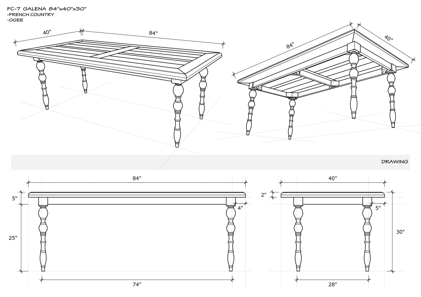 84x40" Galena Teak Dining Table, Smooth-Textured Natural Finish.