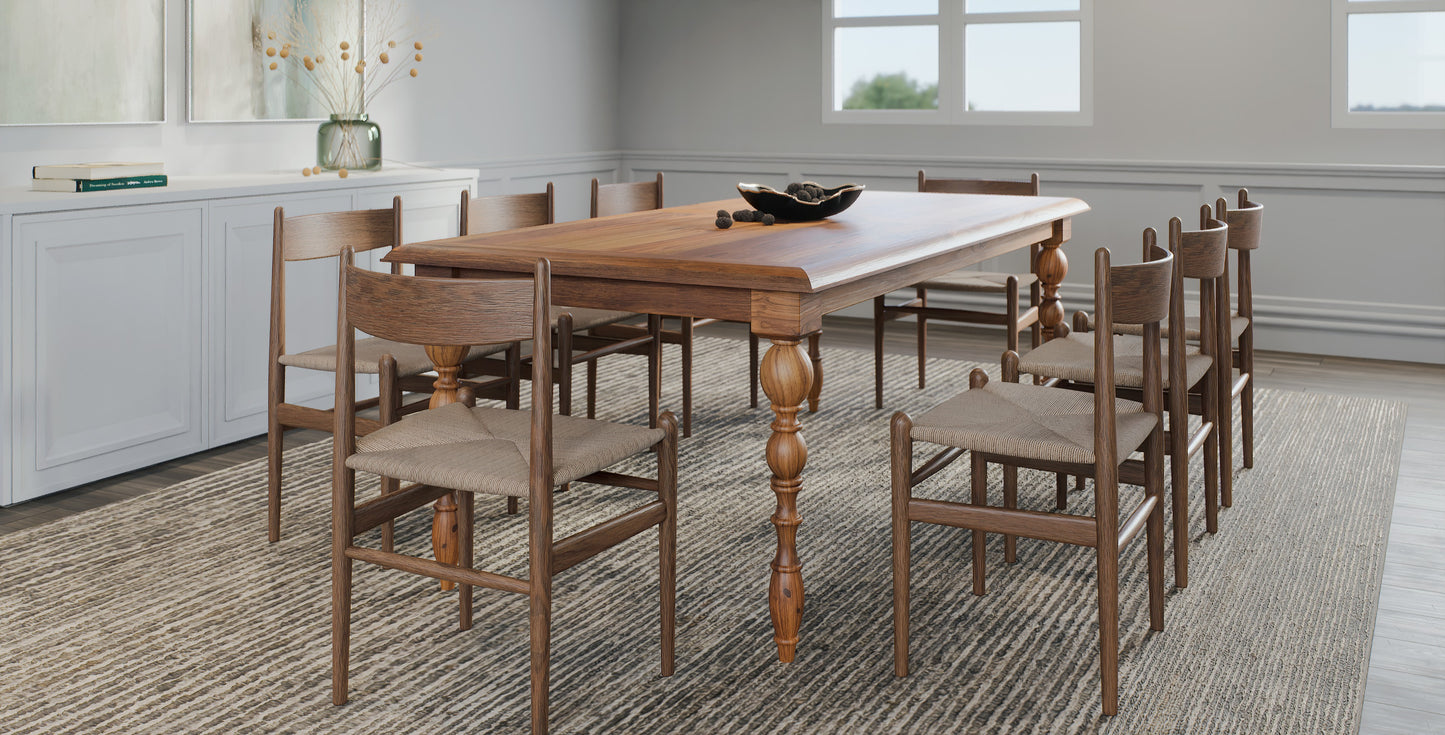 84x40" Galena Teak Dining Table, Smooth-Textured Natural Finish.