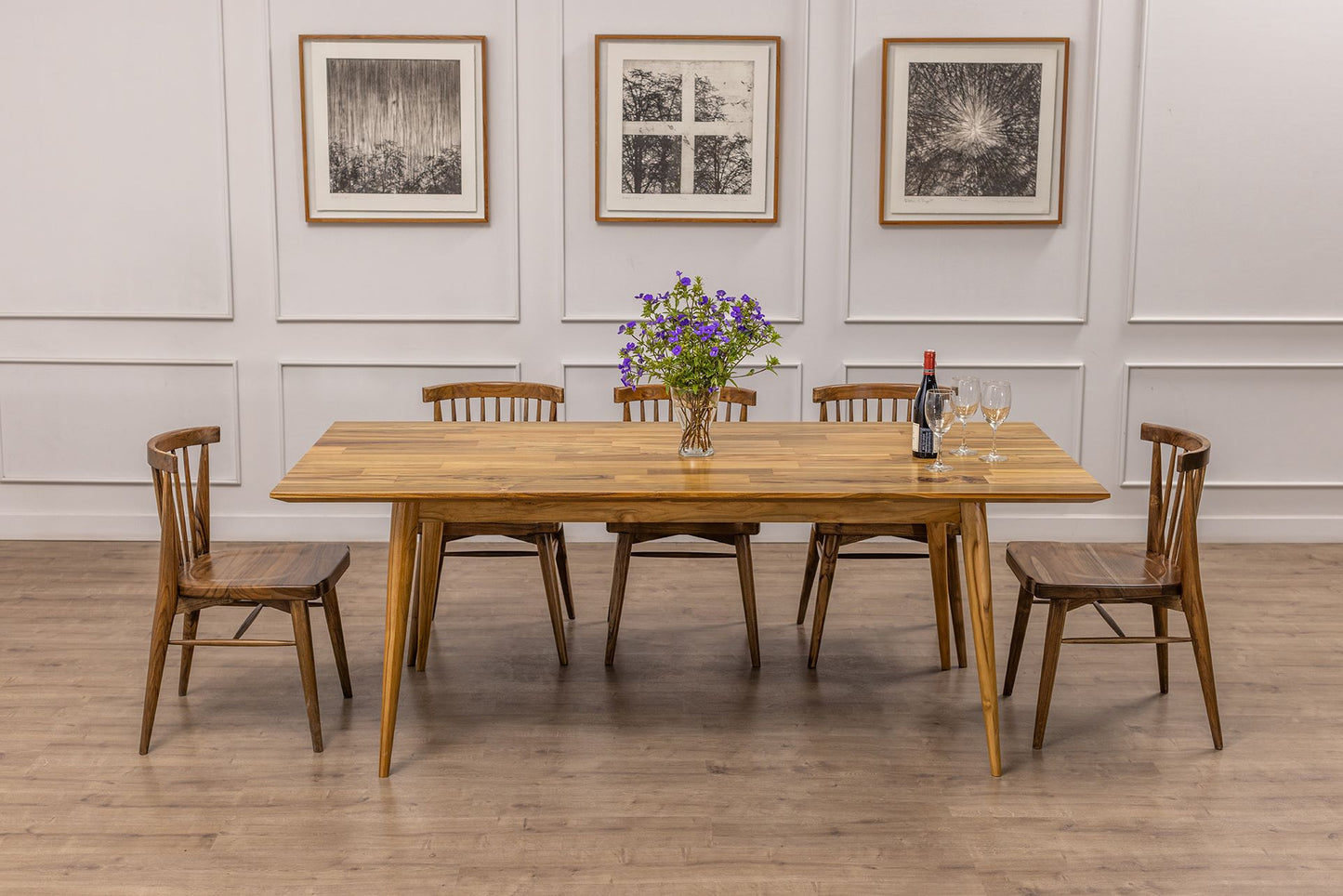 60x38" Chicago Teak Dining Table, Smooth-Textured Natural Finish