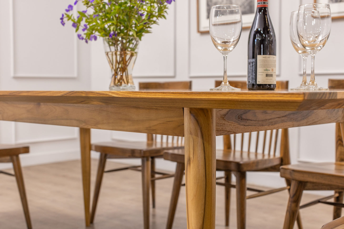 60x38" Chicago Teak Dining Table, Smooth-Textured Natural Finish