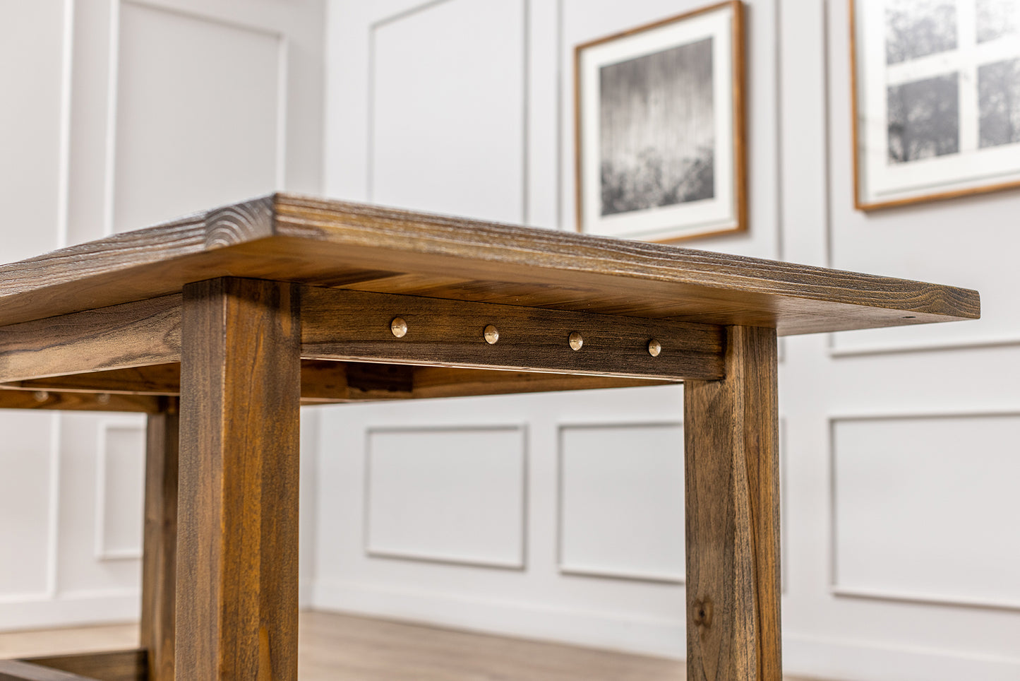 Finger-Jointed 84x40" Sonoma Solid Teak Dining Table, Brushed-Textured Autumn Finish