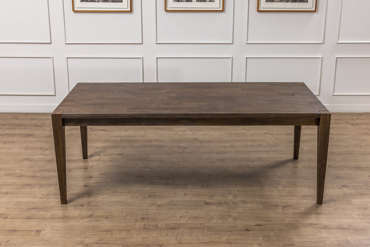 Finger-Jointed 84x40" Wynwood Solid Teak Dining Table, Brushed-Textured Cocoa Finish
