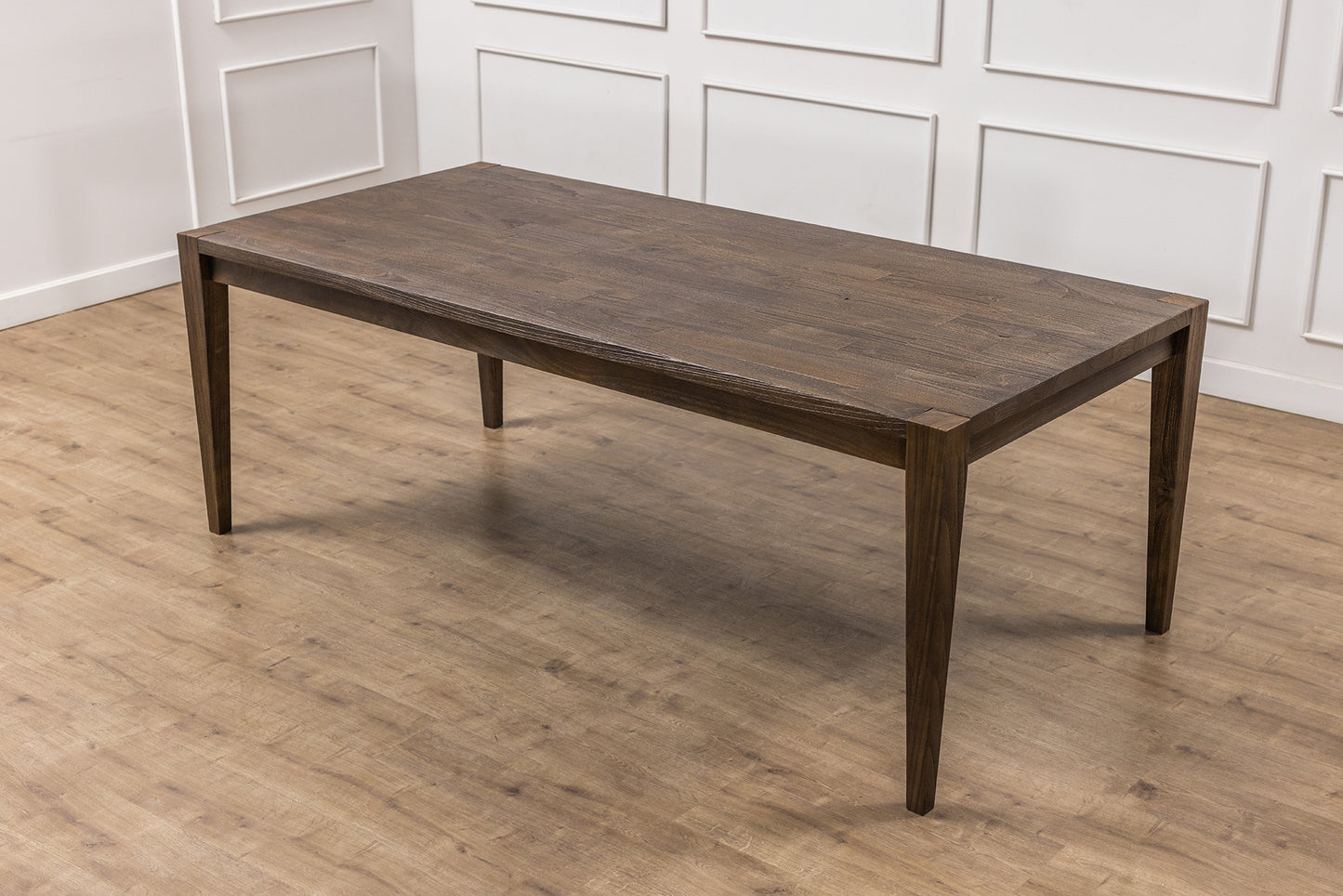 Finger-Jointed 84x40" Wynwood Solid Teak Dining Table, Brushed-Textured Cocoa Finish