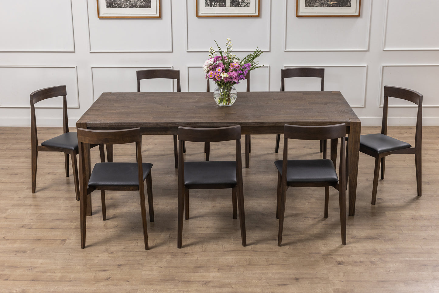Finger-Jointed 84x40" Wynwood Solid Teak Dining Table, Brushed-Textured Cocoa Finish