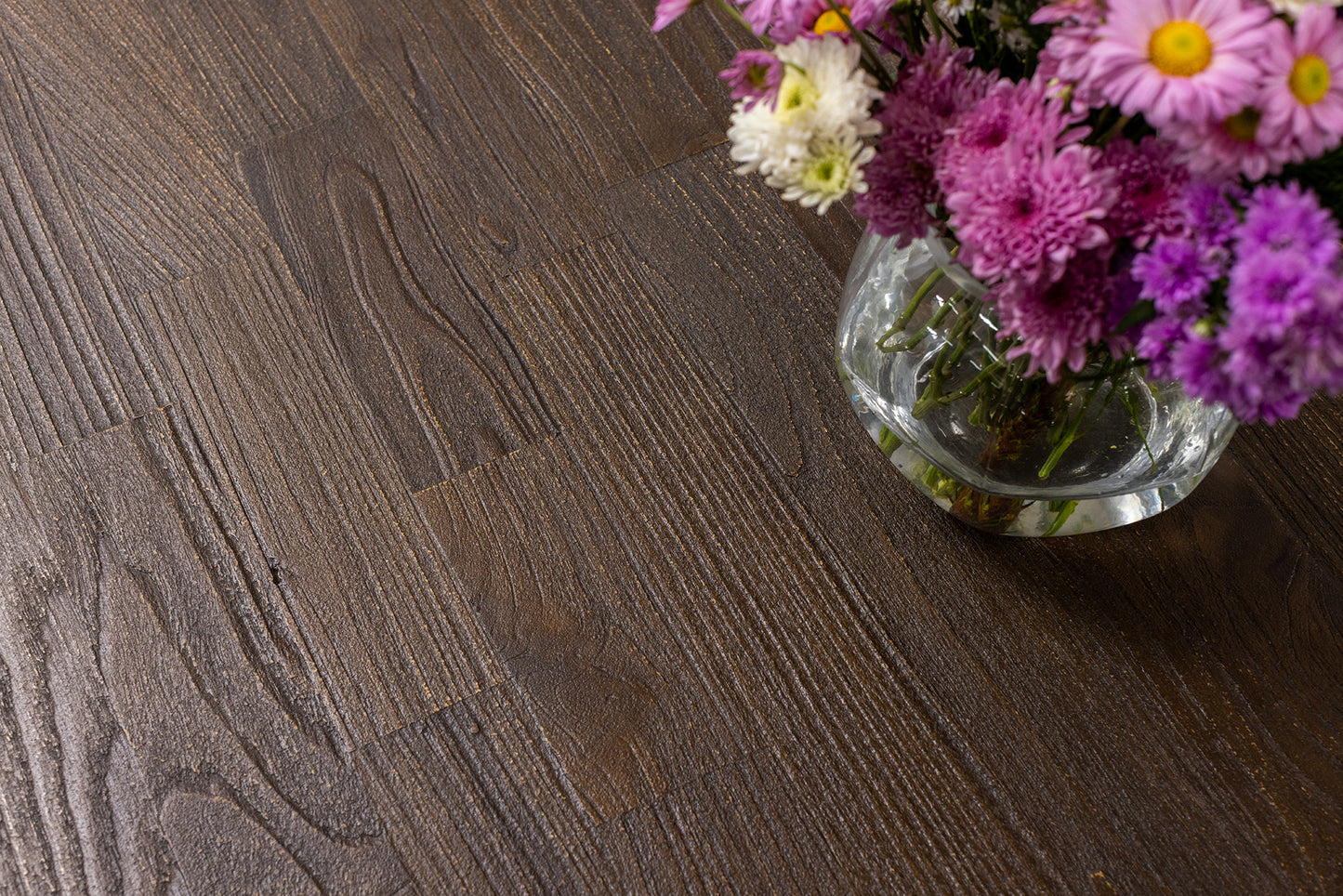Finger-Jointed 84x40" Wynwood Solid Teak Dining Table, Brushed-Textured Cocoa Finish