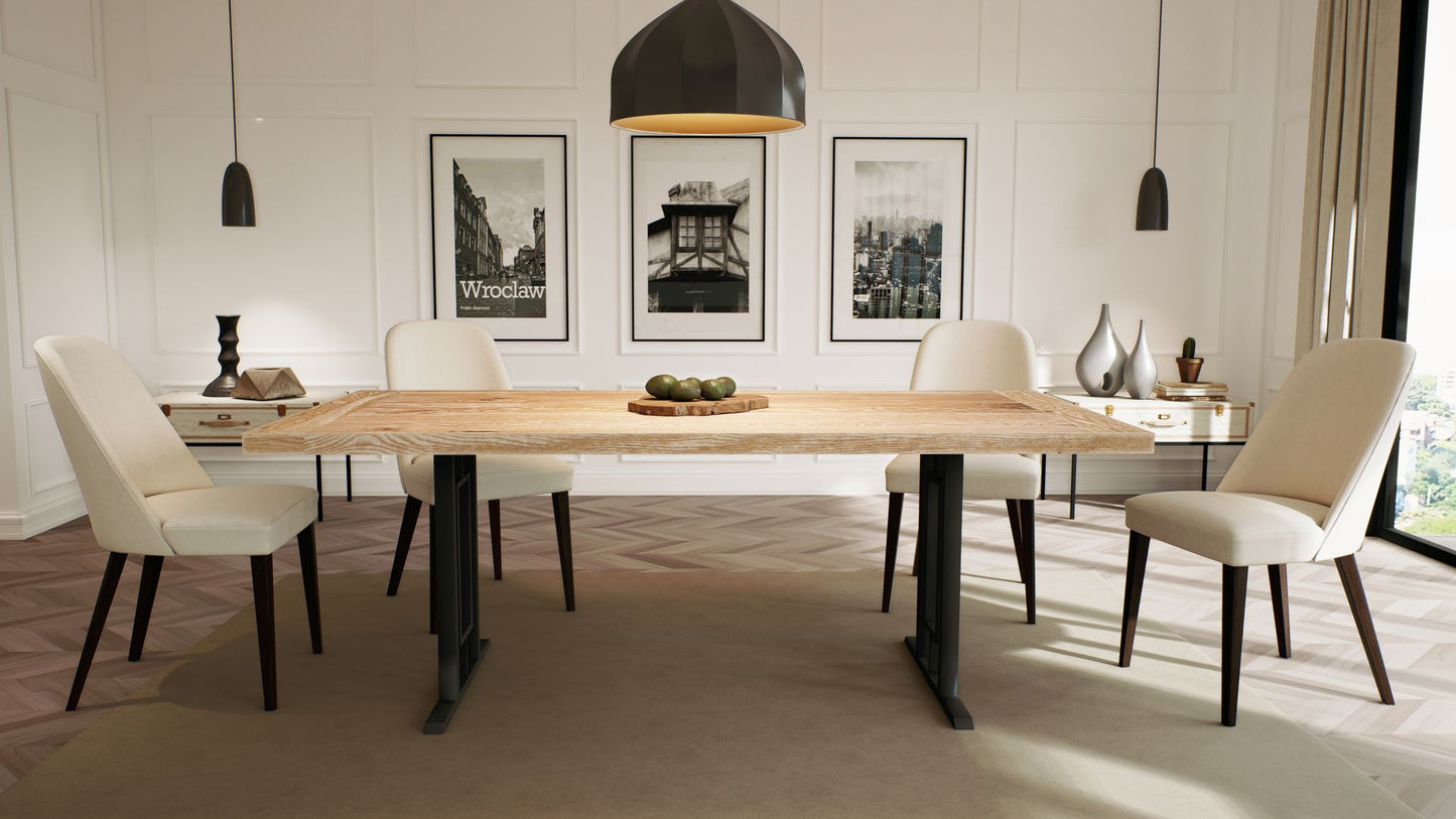 Solid Oak Table Top 84x40" Brushed Texture, Sun-Bleach Finish
