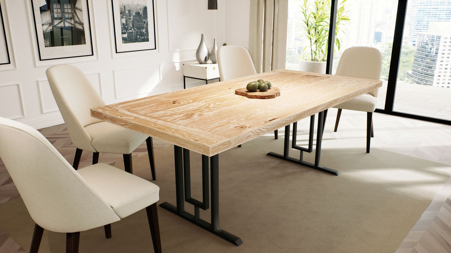 Solid Oak Table Top 84x40" Brushed Texture, Sun-Bleach Finish
