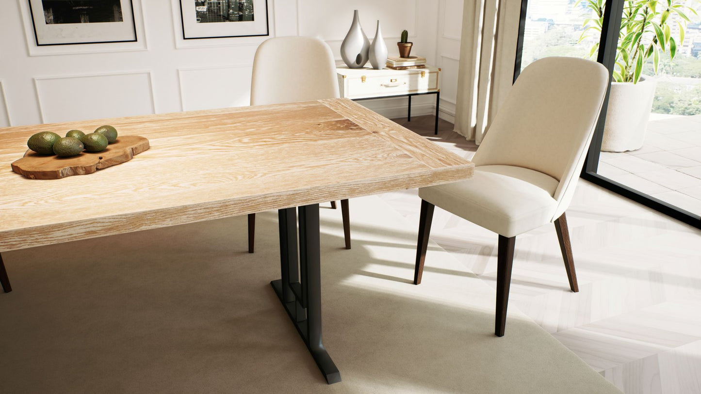 Solid Oak Table Top 84x40" Brushed Texture, Sun-Bleach Finish