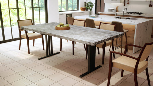 Teak Dining Table 72x38" Brushed-textured, Weathered Finish