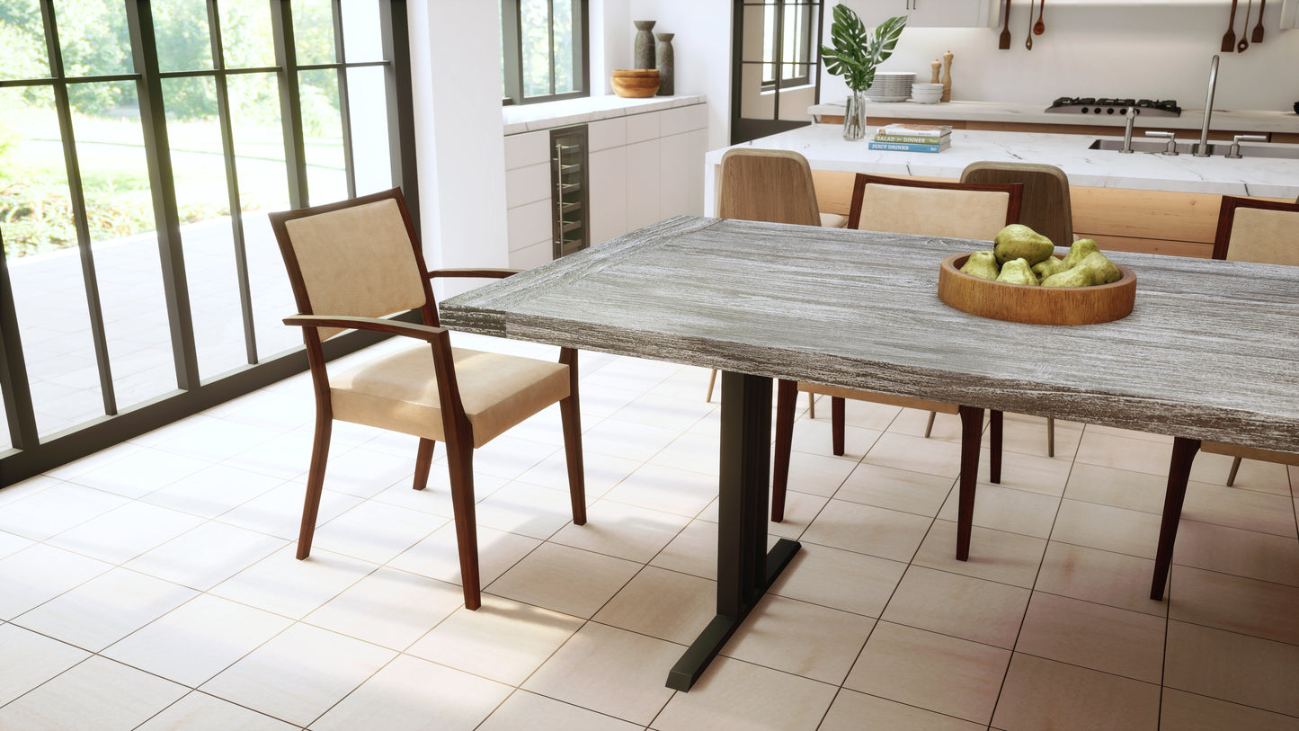 Teak Dining Table 60x38" Brushed-textured, Weathered Finish