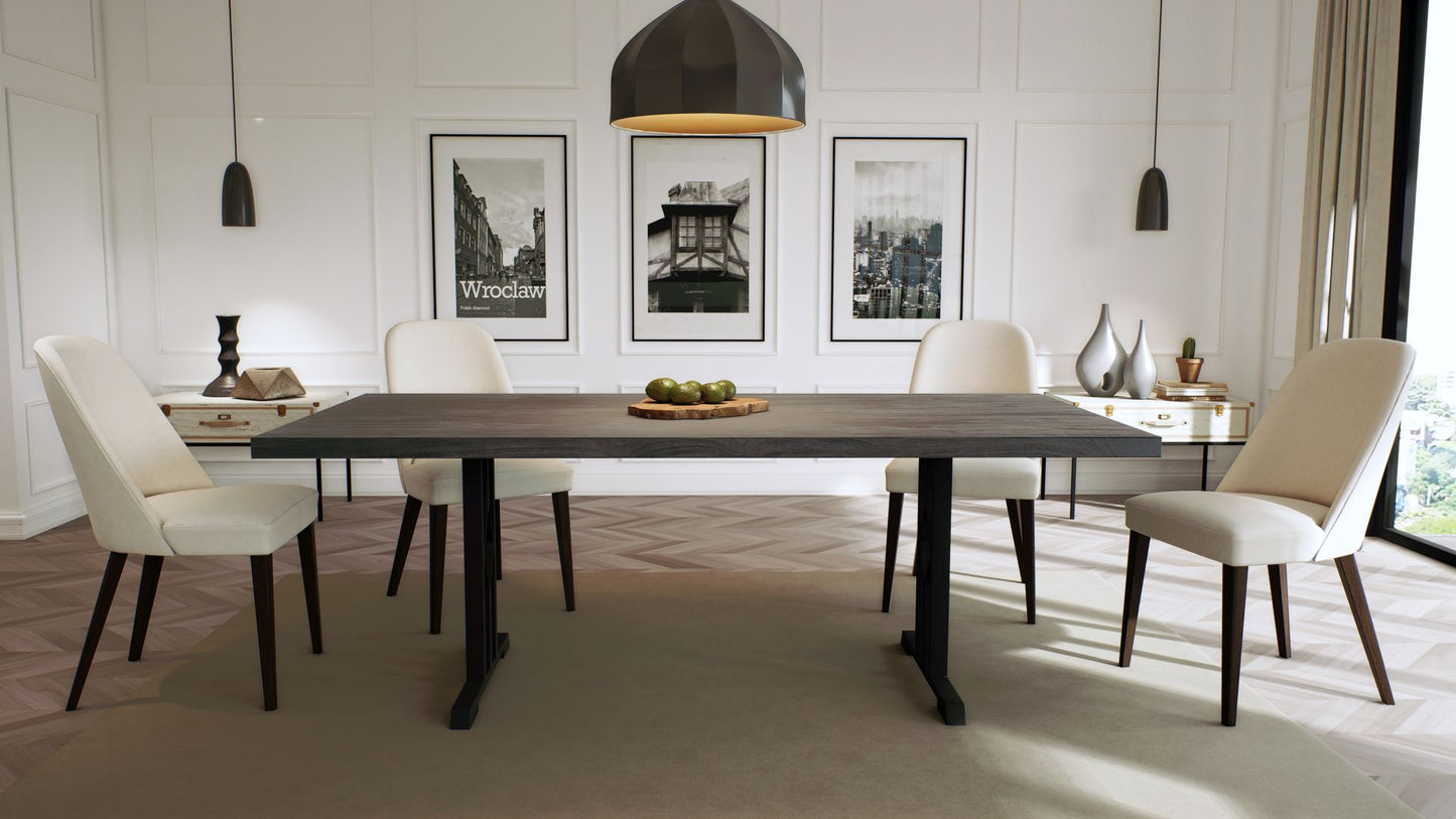 Teak Dining Table 72x38" Smooth Anthracite Finish