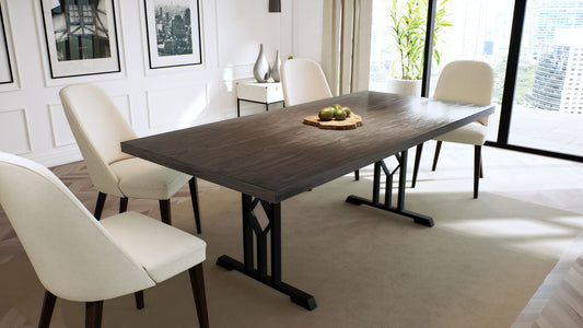 Teak Dining Table 72x38" Smooth Anthracite Finish