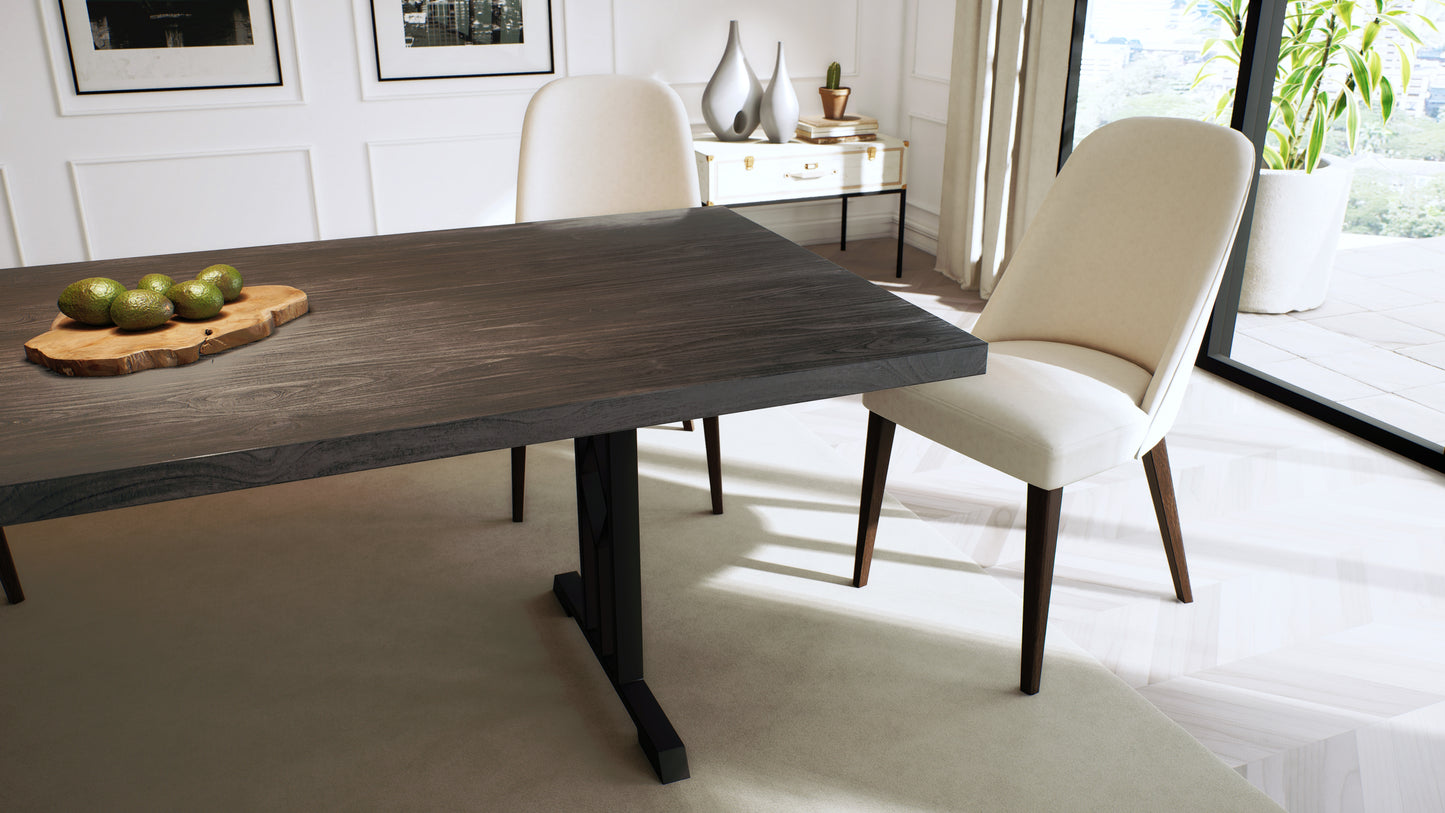 Teak Dining Table 72x38" Smooth Anthracite Finish