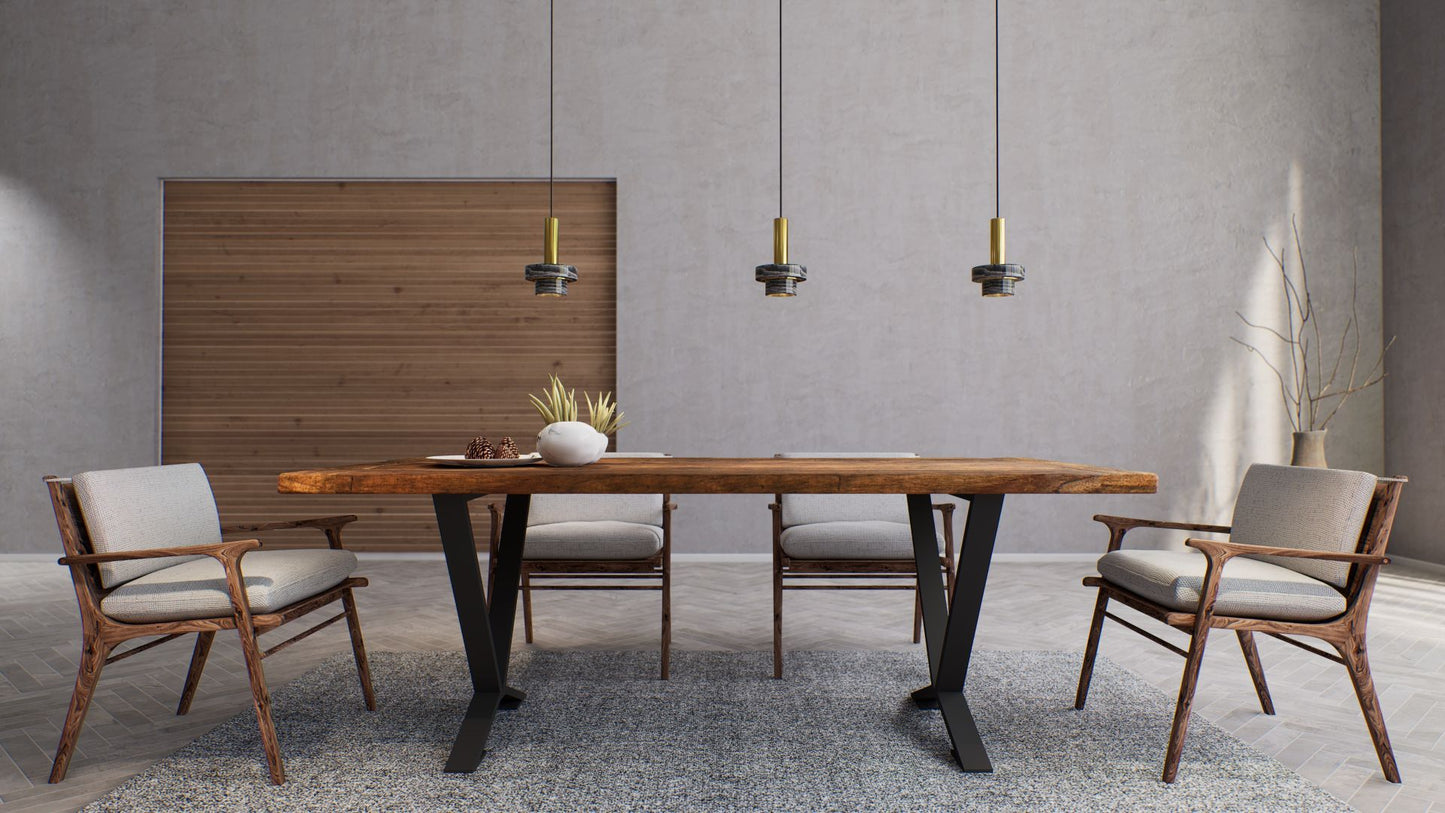 Teak Dining Table 84x40" Brushed-textured, Autumn Finish