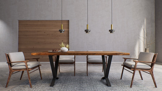 Teak Dining Table 84x40" Brushed-textured, Autumn Finish