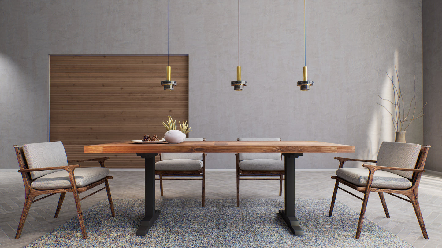 Teak Dining Table 96x40" Brushed-textured, Natural Finish