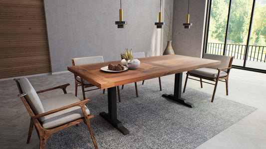 Teak Dining Table 96x40" Brushed-textured, Natural Finish