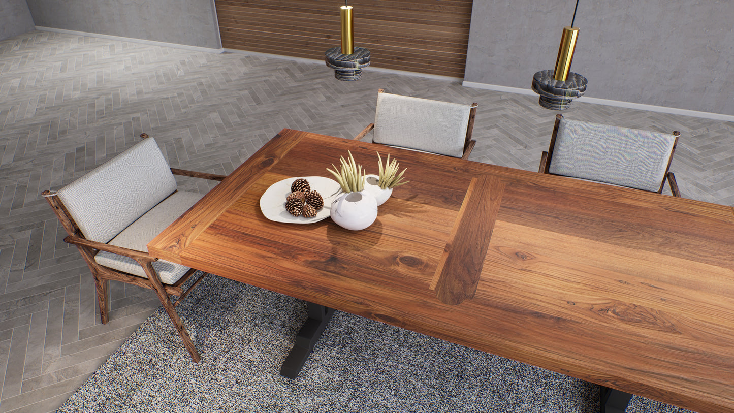 Teak Dining Table 96x40" Brushed-textured, Natural Finish