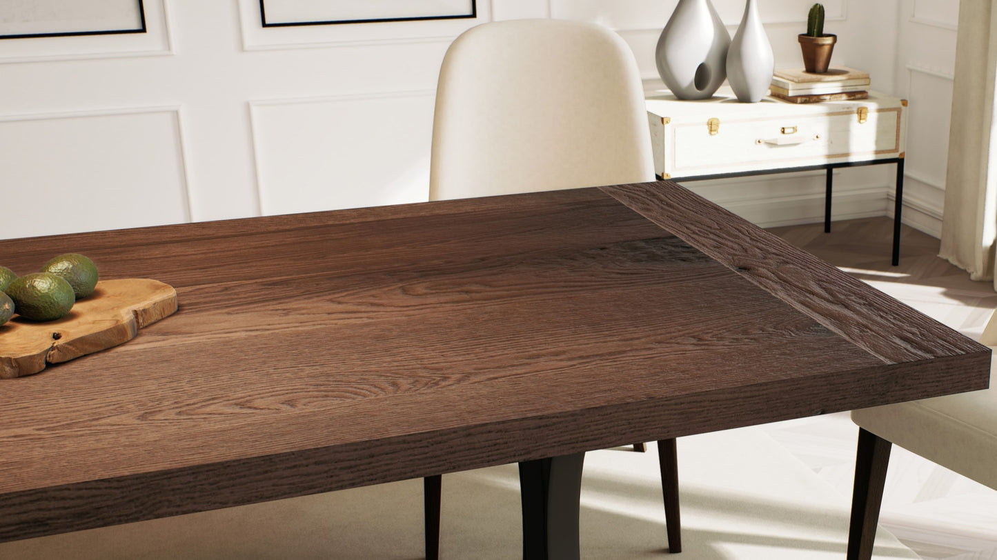 Solid Oak Table Top 84x40" Brushed Texture, Cocoa Finish