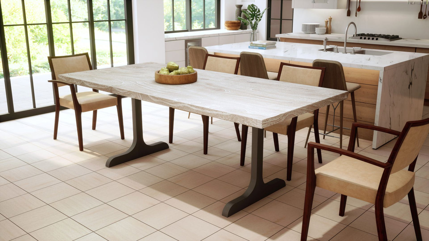Teak Dining Table 72x38" Brushed-textured, Sun-Bleach Finish