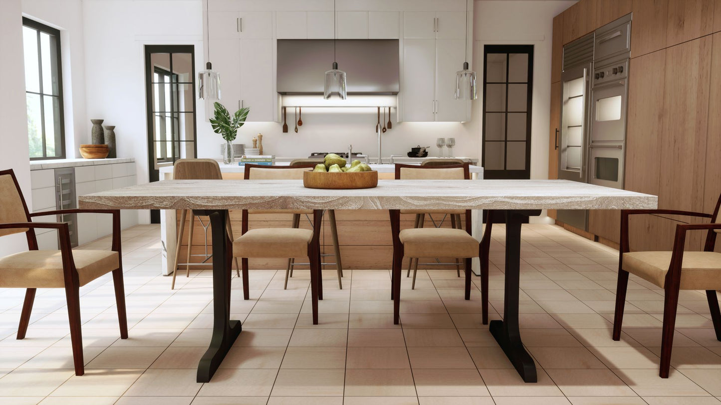 Teak Dining Table 72x38" Brushed-textured, Sun-Bleach Finish
