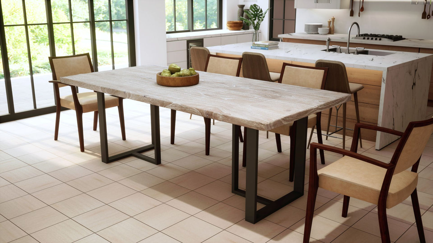 Teak Dining Table 84x40" Brushed-textured, Sun-Bleach Finish