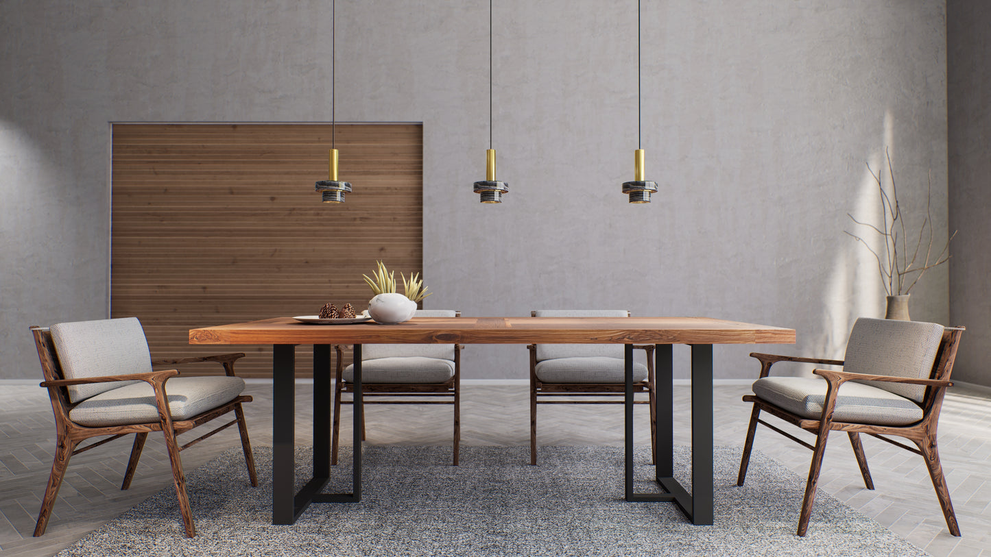 Teak Dining Table 72x38" Brushed-textured, Natural Finish