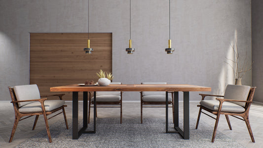 Teak Dining Table 72x38" Brushed-textured, Natural Finish