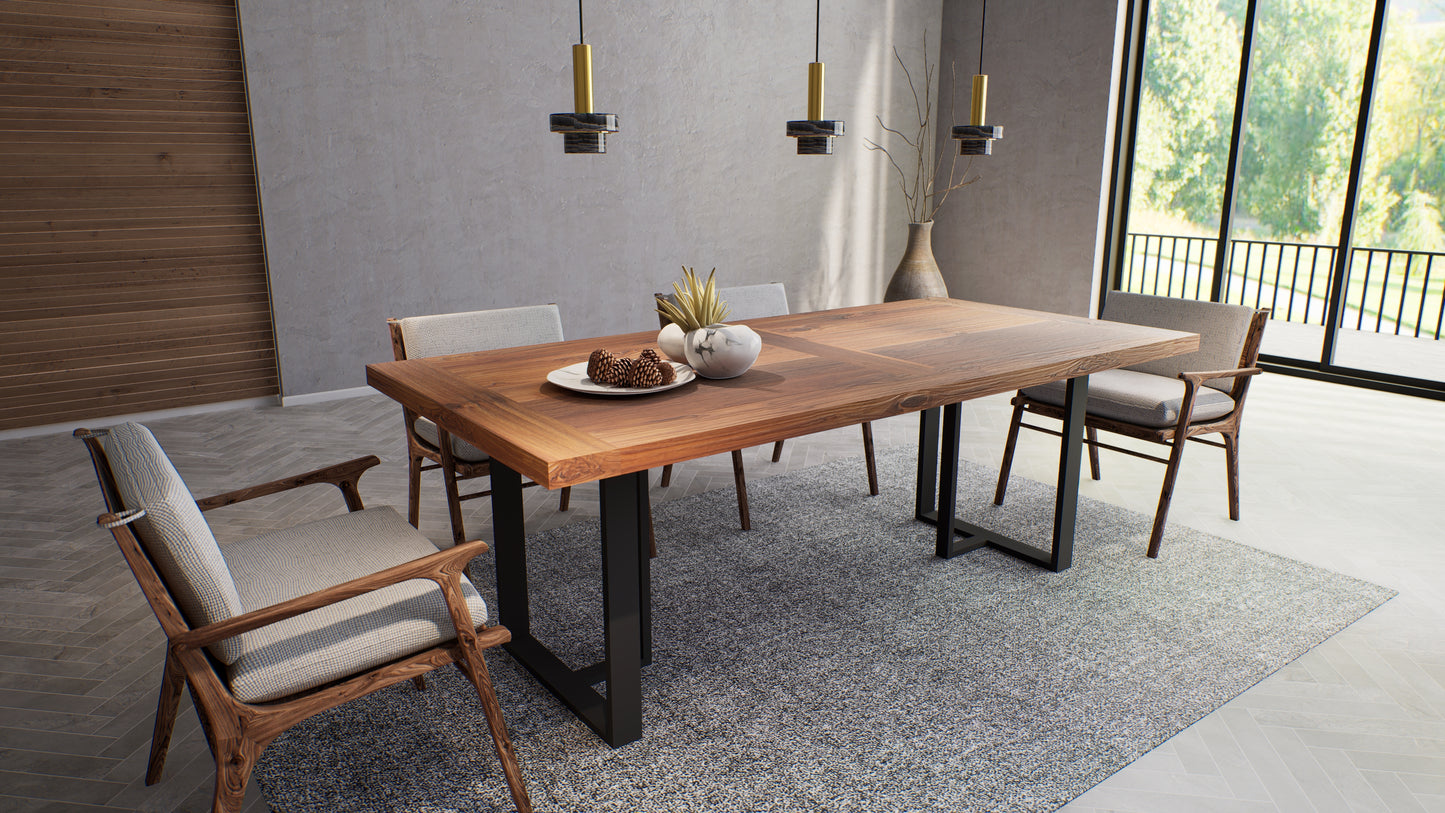Teak Dining Table 72x38" Brushed-textured, Natural Finish