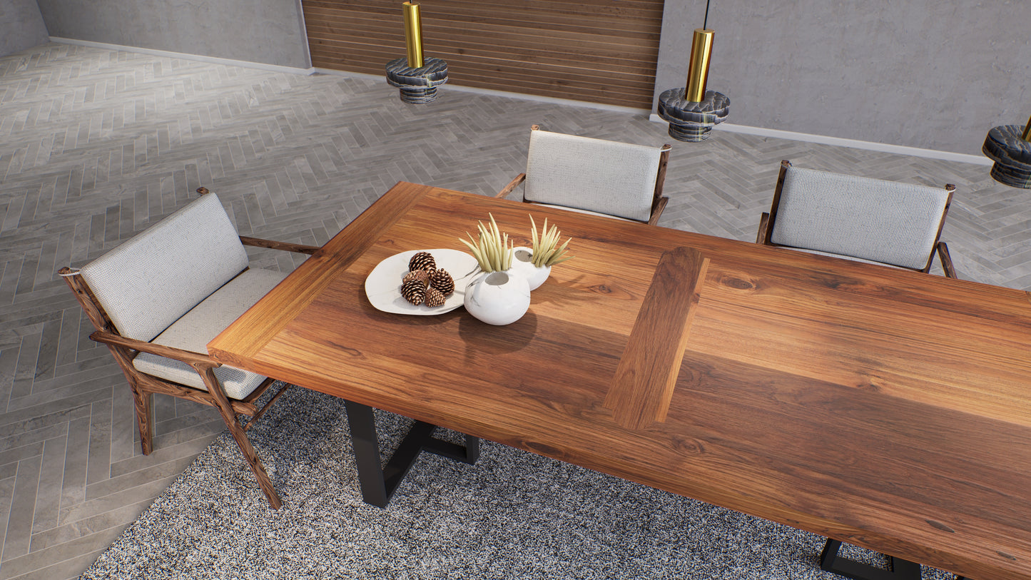 Teak Dining Table 72x38" Brushed-textured, Natural Finish