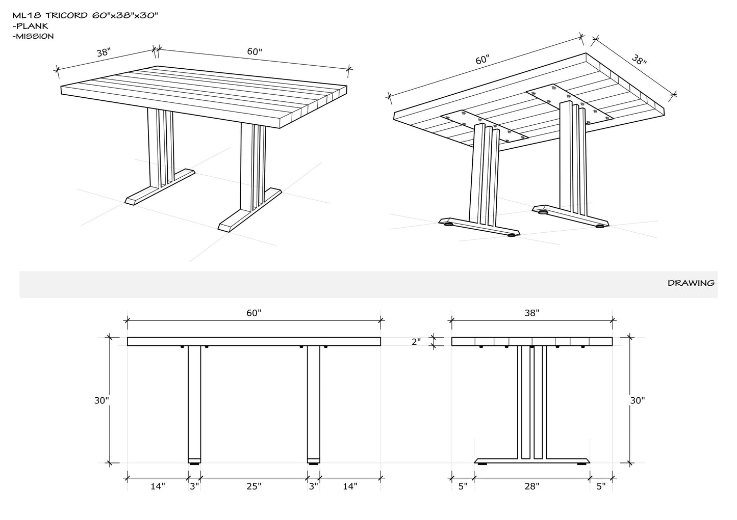 Solid Oak Table Top 84x40" Brushed Texture, Cocoa Finish