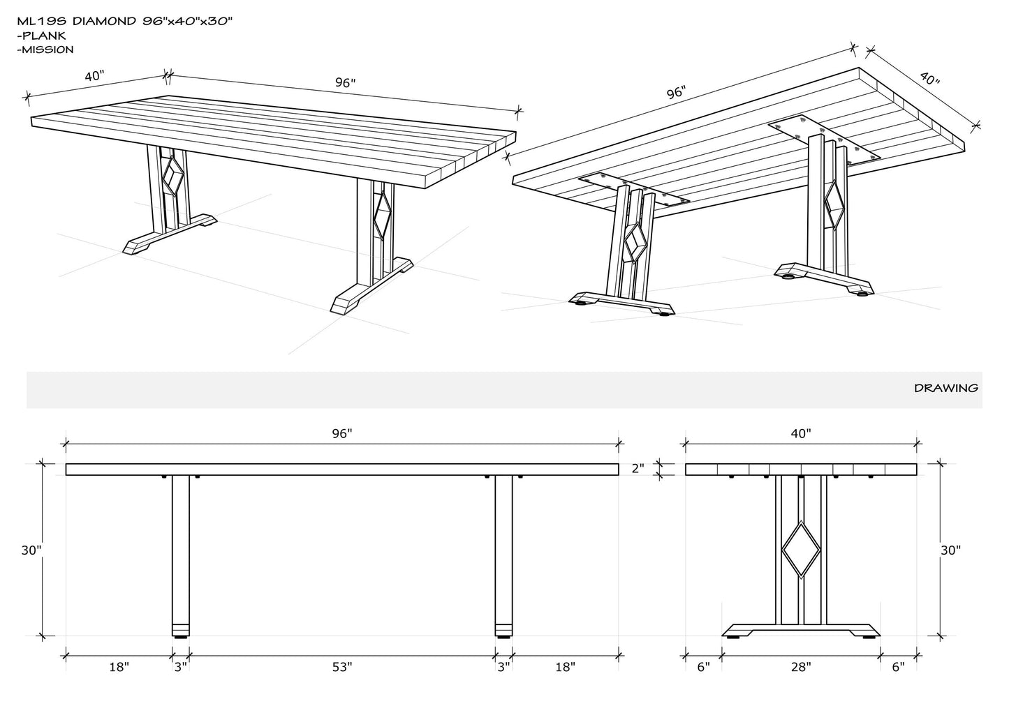 Solid Oak Table Top 96x40" Brushed Texture, Autumn Finish