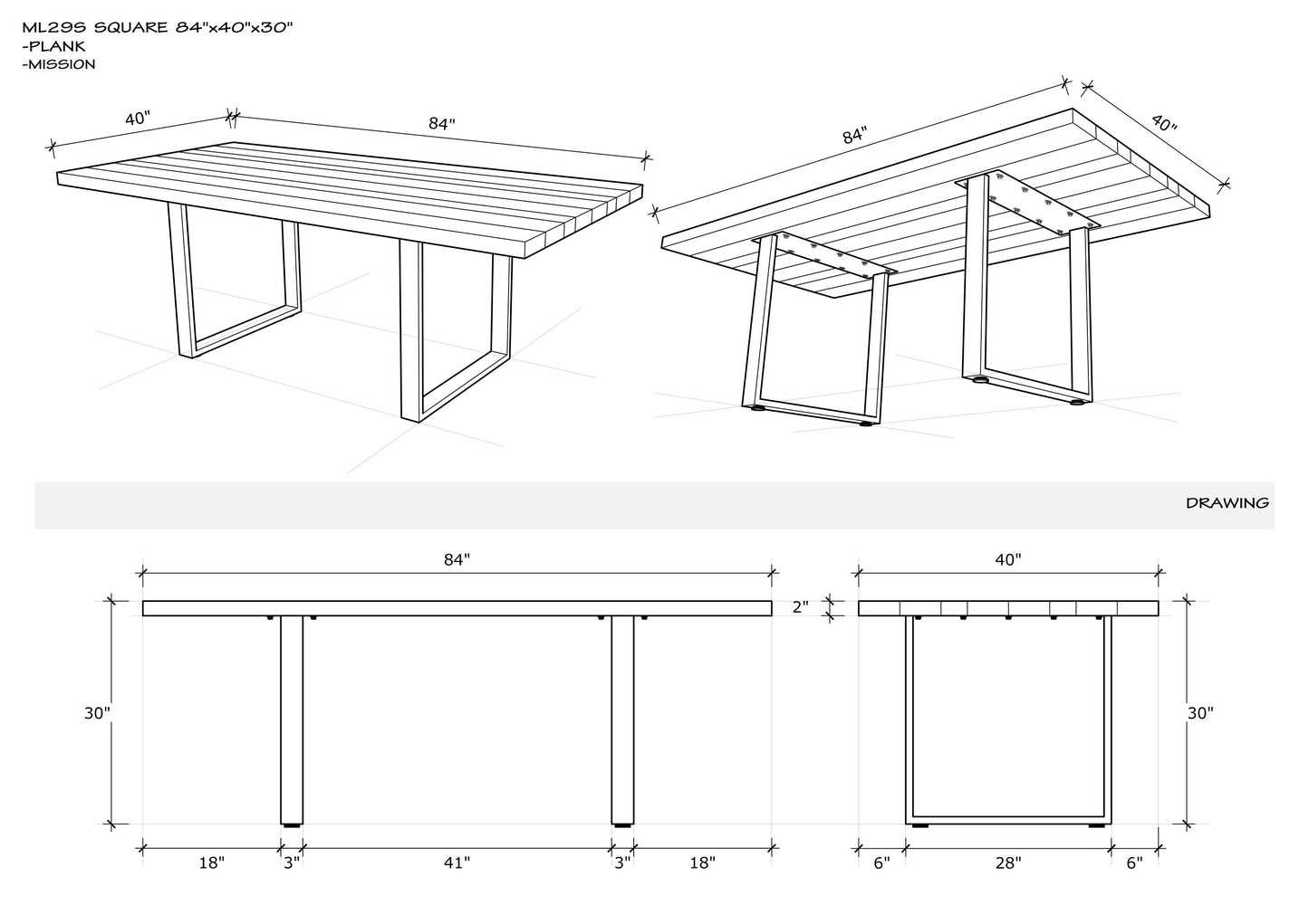 Teak Dining Table 84x40" Smooth Autumn Finish