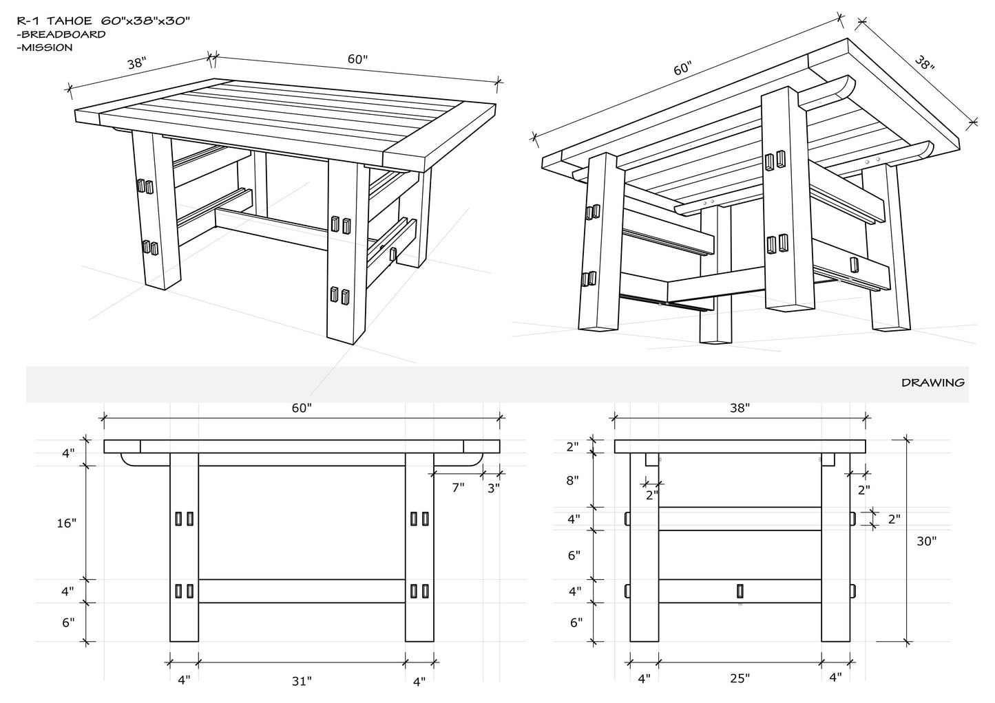 60x38" Tahoe Teak Dining Table, Smooth-Textured Natural Finish.