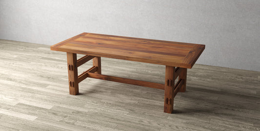 72x38" Tahoe Teak Dining Table, Smooth-Textured Natural Finish.