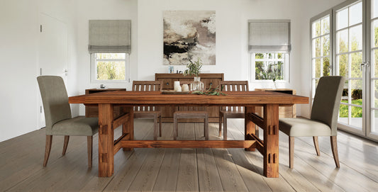 60x38" Tahoe Teak Dining Table, Smooth-Textured Natural Finish.