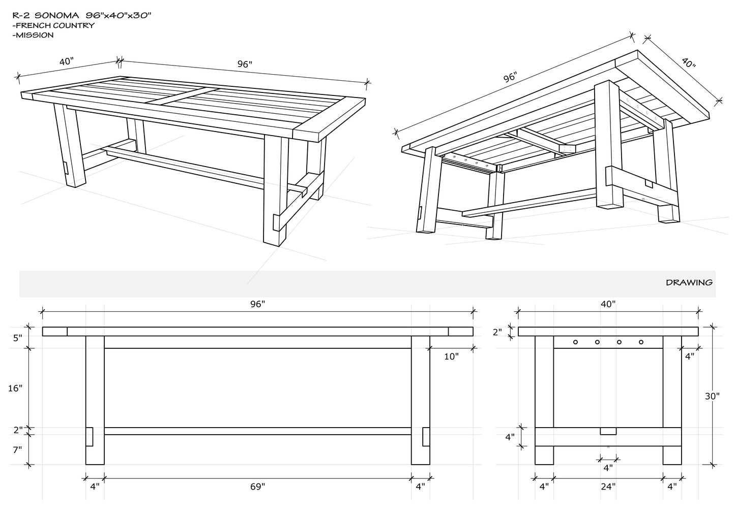 96x40" Sonoma Teak Dining Table, Brushed-Textured Sun Bleached Finish.