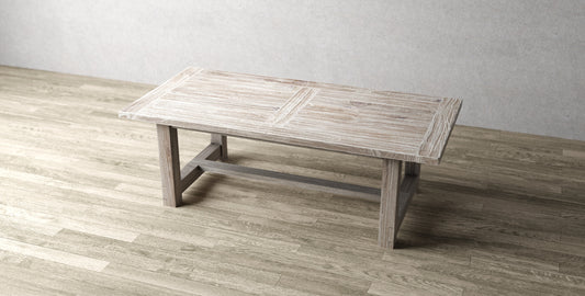 96x40" Sonoma Teak Dining Table, Brushed-Textured Sun Bleached Finish.