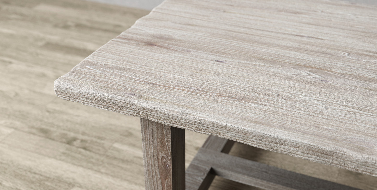 96x40" Sonoma Teak Dining Table, Brushed-Textured Sun Bleached Finish.