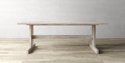 72x38" Teak Taos Dining Table, Smooth Texture Sun Bleached Finish.