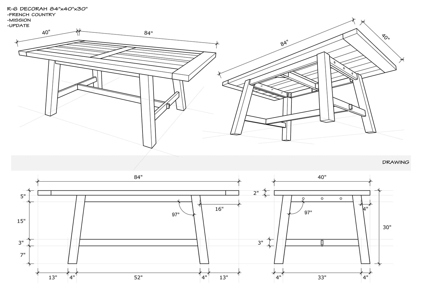 84x40" Decorah Oak Dining Table, Brushed-Texture Autumn Finish