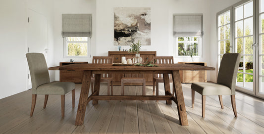 72x38" Decorah Oak Dining Table, Brushed-Texture Cocoa Finish