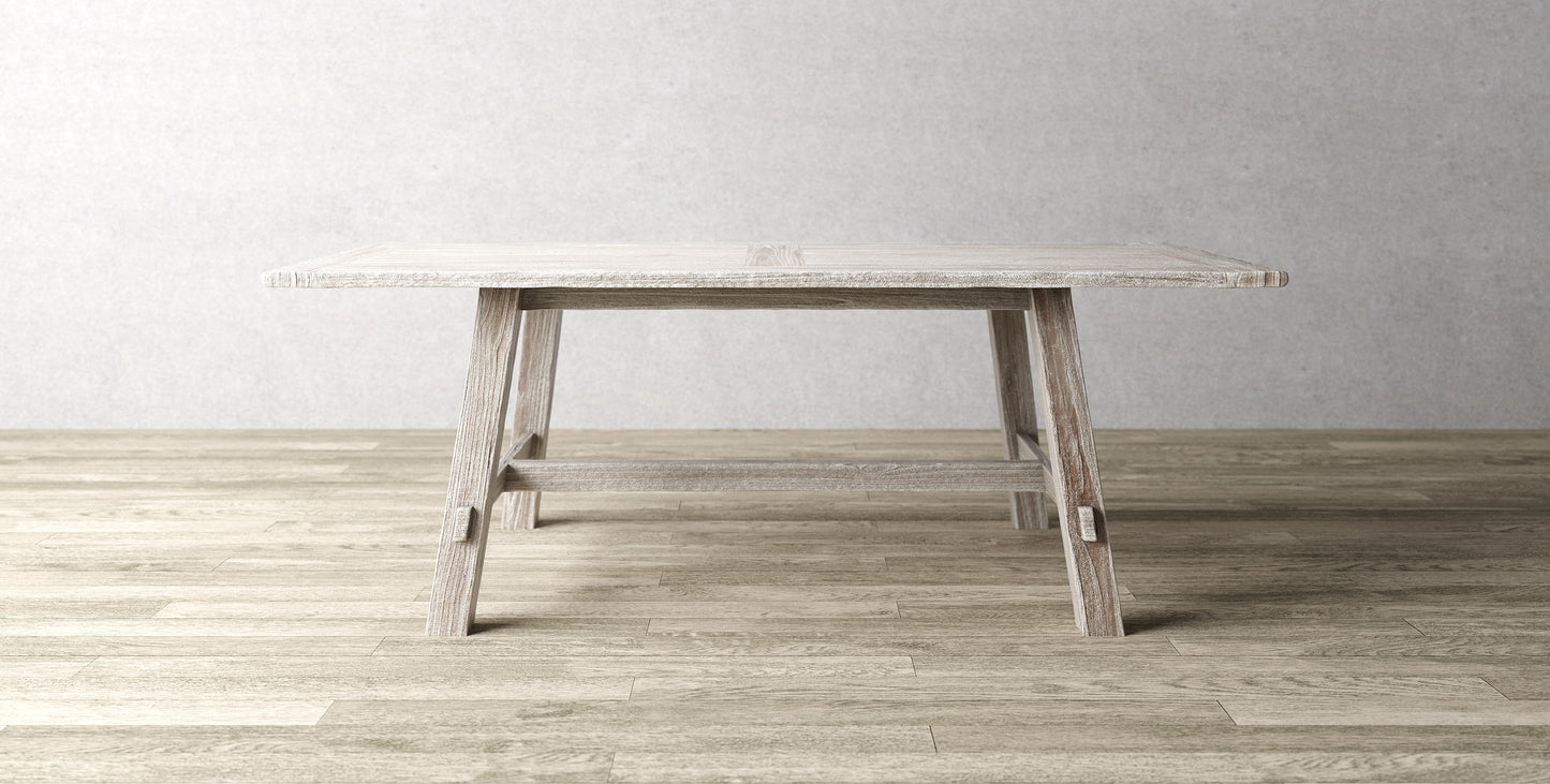 72x38" Decorah Teak Dining Table, Brushed-Texture Sun Bleached Finish