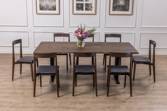 Teak Dining Table LIve Edge 60x38" Smooth Cocoa Finish