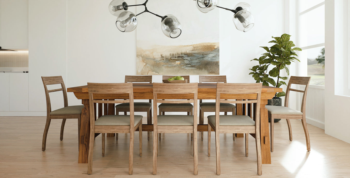 72x38" Sonora Teak Dining Table, Brushed-Textured Natural Finish