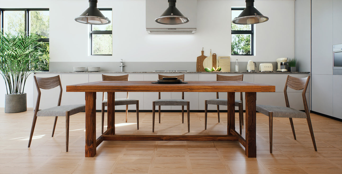 60x38" Alene Teak Dining Table, Brushed-Texture Cocoa Finish