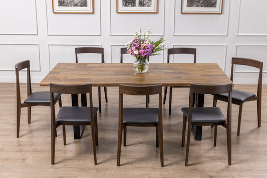 Teak Dining Table LIve Edge 72x38" Brushed-textured, Autumn Finish